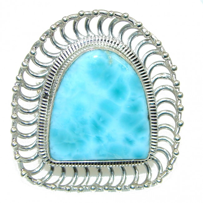 Big! Fashion Light Blue Larimar Sterling Silver Ring s. 10