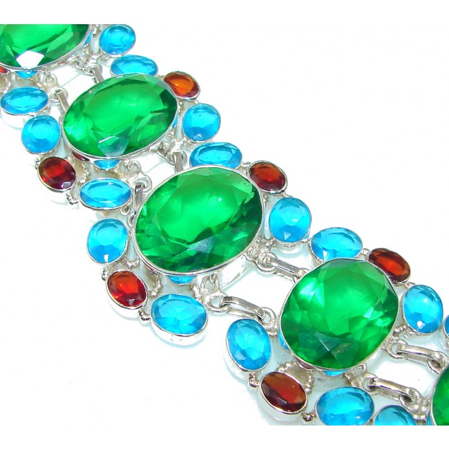 Aura Of Beauty! Created Green Emerald Sterling Silver Bracelet