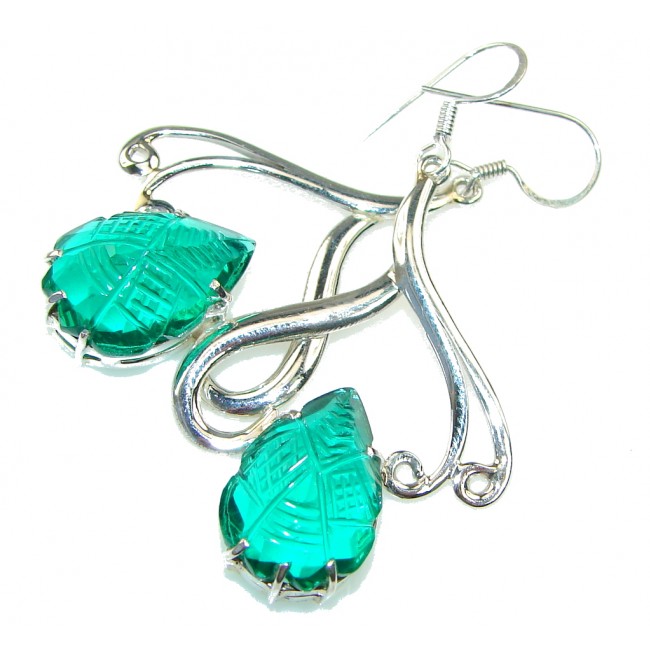 Charming! Created Green Emerald Sterling Silver earrings