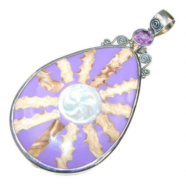 Purple Fashion Ocean Shell Sterling Silver Pendant