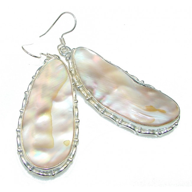 Large! New Fashion! Mother of Pearl Sterling Silver earrings