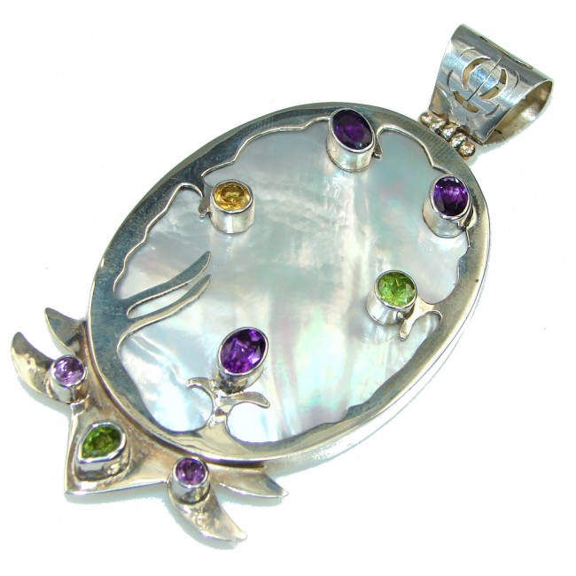 Large! High Work Quality! Blister Pearl Sterling Silver pendant