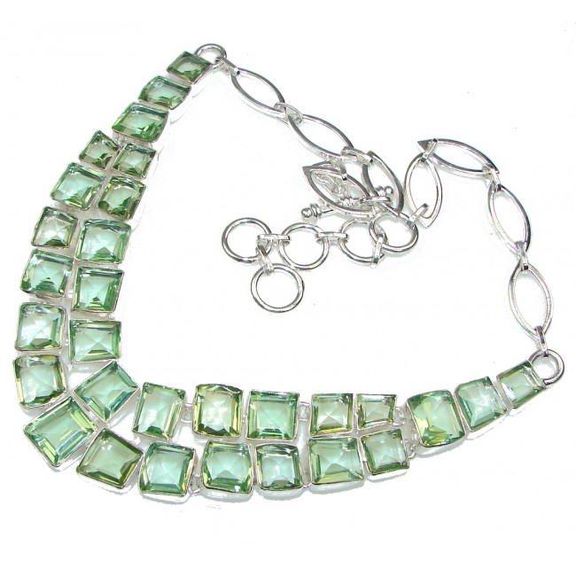 Amazing! Green Lime Citrine Sterling Silver necklace