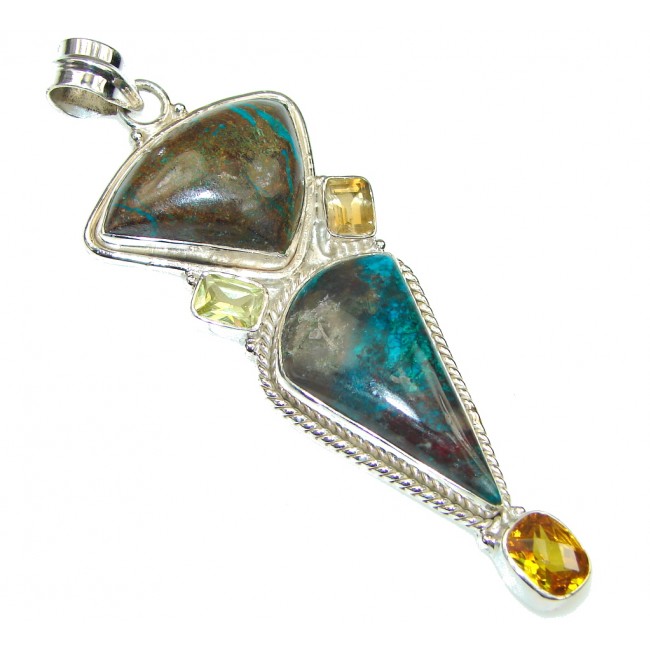 Excellent Blue Chrysocolla Sterling Silver Pendant