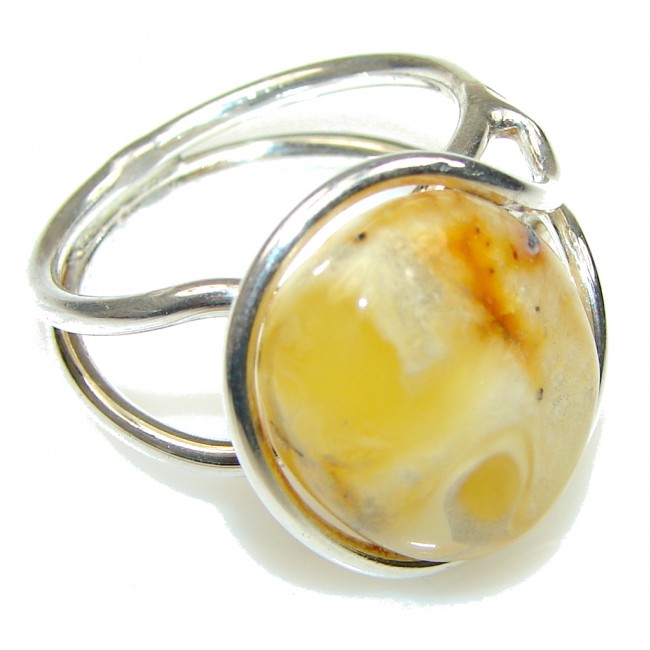 Amazing! Butterscotch Polish Amber Sterling Silver Ring s. 9 - adjustable