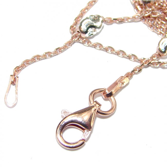 Anchor With Moon Cut Bead Rose Gold Plated Sterling Silver Chain 36'' long, 1 mm wide