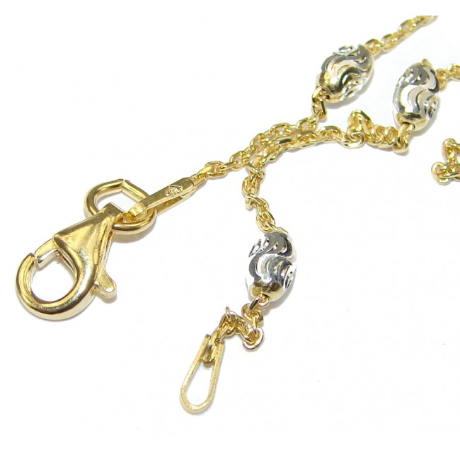 Anchor With Moon Cut Bead Gold Plated Sterling Silver Chain 18'' long, 1 mm wide