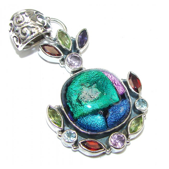 Excellent! Mexican Dichroid Glass Sterling Silver pendant