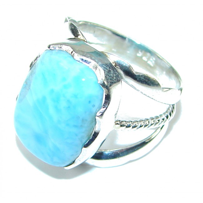 Amazing! AAA Blue Larimar Sterling Silver Ring s. 7 1/2