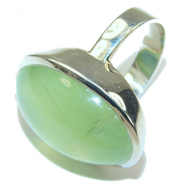 Green Secret! Moss Prehnite Sterling Silver ring; s. 6 1/4