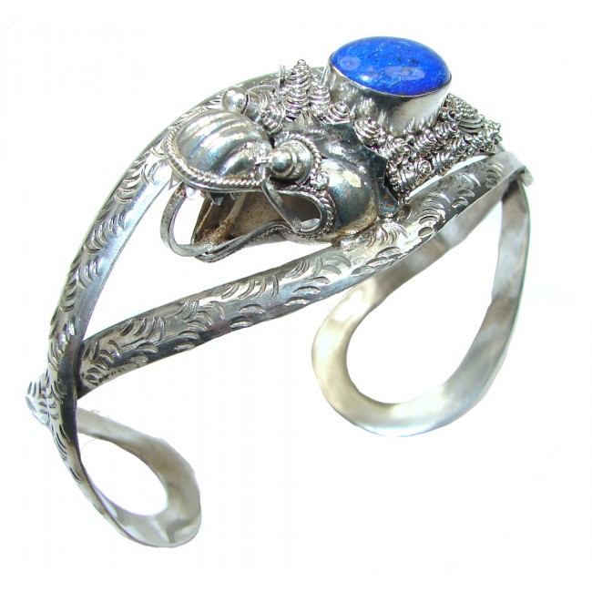 Fashion Dragon! Lapis Lazuli Sterling Silver Bracelet / Cuff