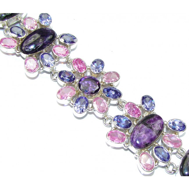 Pale Beauty! Purple Charoite Sterling Silver Bracelet