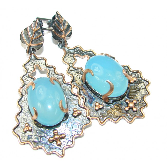 Big! Gorgeous LIght Blue Aquamarine, Rose Gold Plated, Rhodium Plated Sterling Silver Earrings