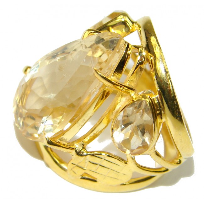 Genuine! Natural Yellow Citrine, Gold Plated Sterling Silver Ring s. 6 1/2