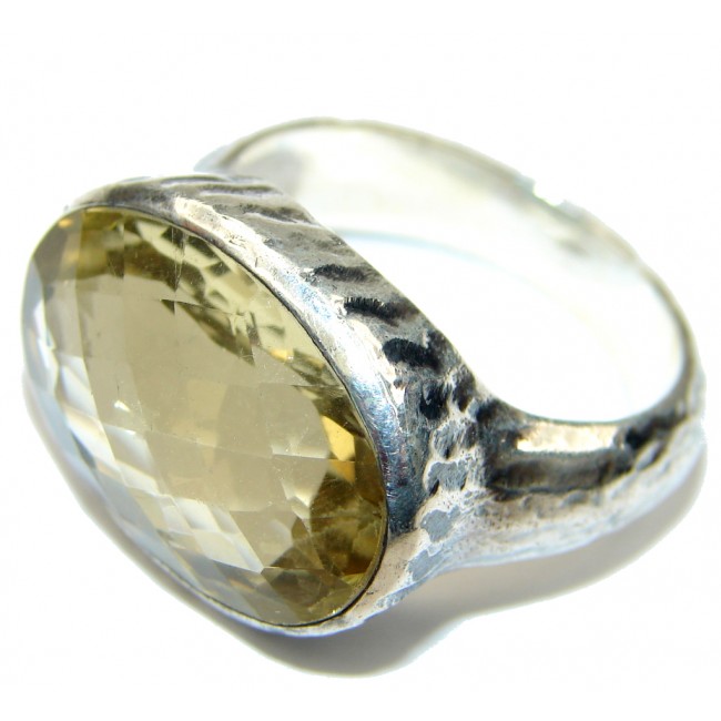 Simple Delight! Yellow Citrine Quartz Sterling Silver Ring s. 9