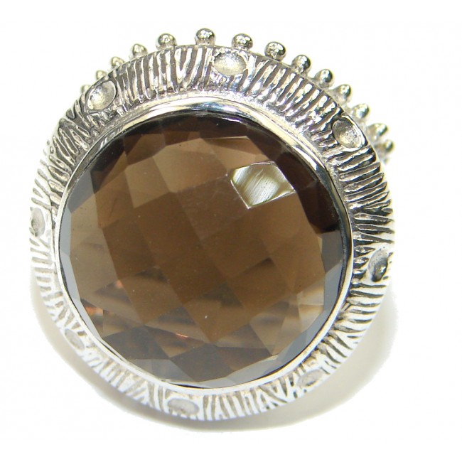 Big! Excllent Brown Smoky Topaz Sterling Silver ring s. 7 1/4