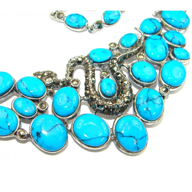 Outstanding Stabilized Turquoise Spinel Sterling Silver necklace