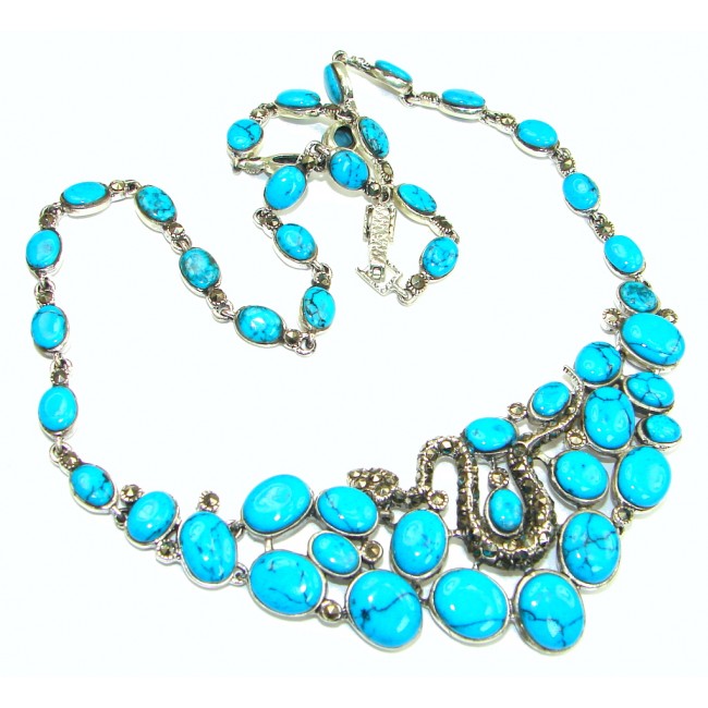 Outstanding Stabilized Turquoise Spinel Sterling Silver necklace