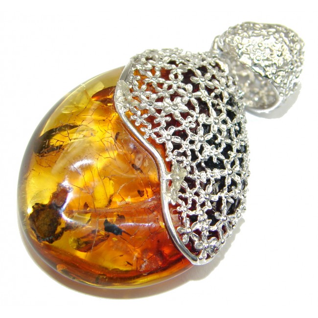 Perfect Gift! AAA Baltic Polish Amber Sterling Silver Pendant