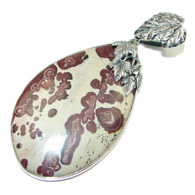 Perfect Gift! Handcrafted Silver Leaf Jasper Sterling Silver Pendant