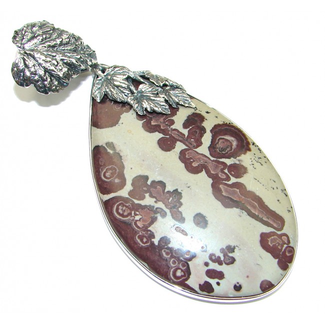 Perfect Gift! Handcrafted Silver Leaf Jasper Sterling Silver Pendant