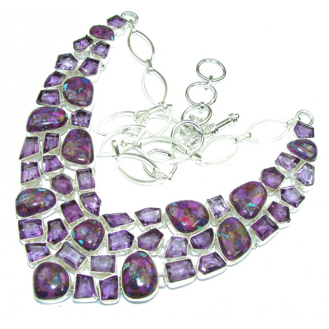 Purple Planet Amethyst Turquoise Sterling Silver necklace