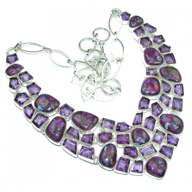 Purple Planet Amethyst Turquoise Sterling Silver necklace