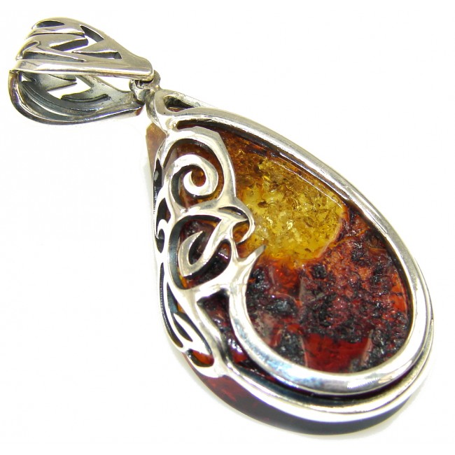 Top Quality Natural Baltic Polish Amber Sterling Silver Pendant