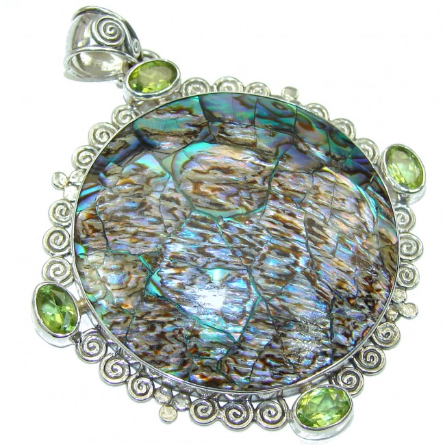 Secret Vision! Rainbow Abalone Sterling Silver Pendant