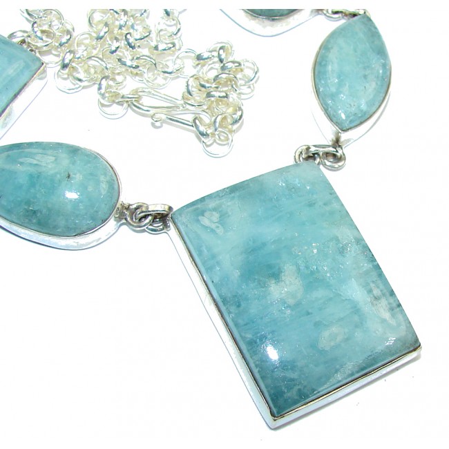 Mystic Sky! Blue Aquamarine Sterling Silver necklace