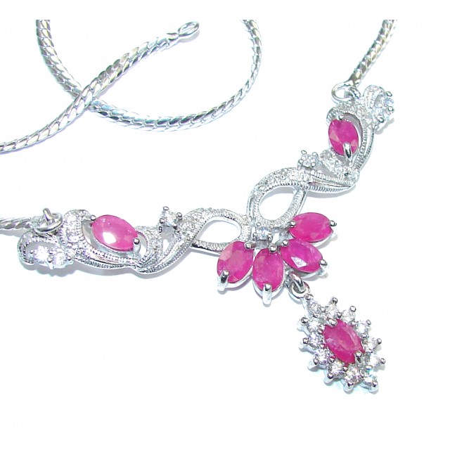 Secret Beauty! AAA Pink Ruby & White Topaz Sterling Silver necklace