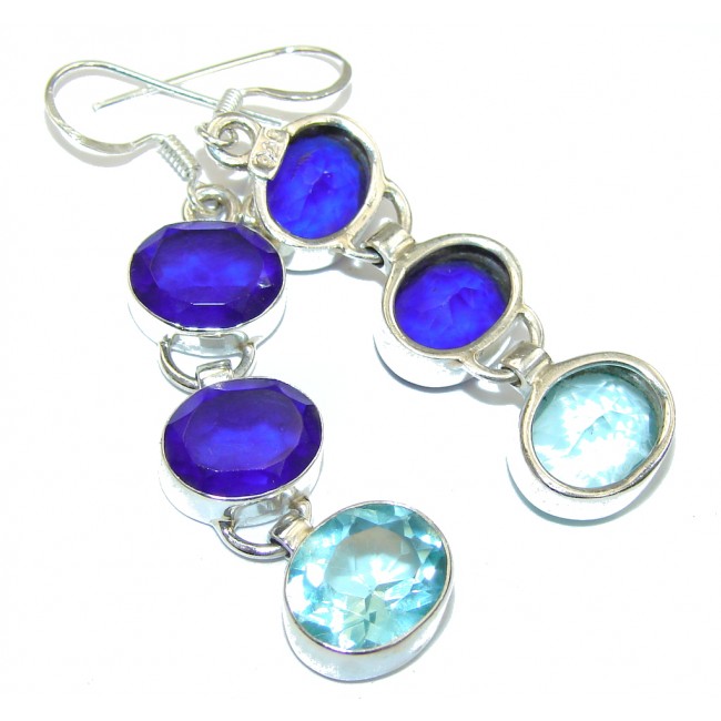 Secret Created Blue Topaz Sterling Silver earrings