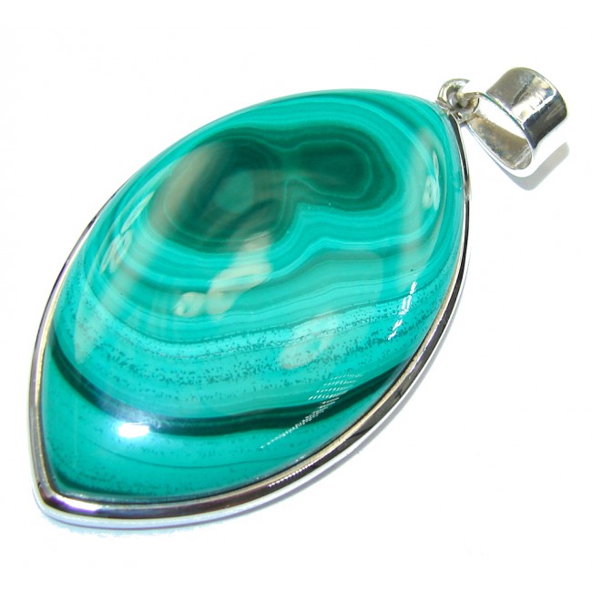 Tropical AAA Green Malachite Sterling Silver Pendant