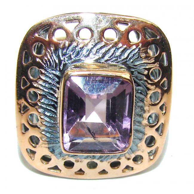 Amazing AAA Purple Amethyst, Rose Gold Plated, Rhodium Plated Sterling Silver ring s. 7