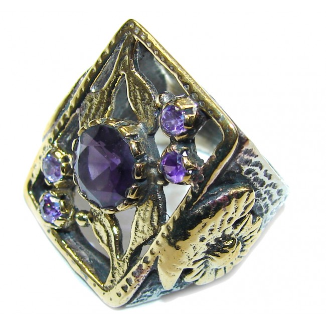 Victorian Style! Purple Amethyst Sterling Silver ring s. 8