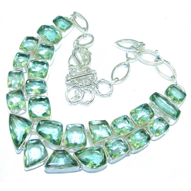 Green Island! Created Green Amethyst Sterling Silver necklace