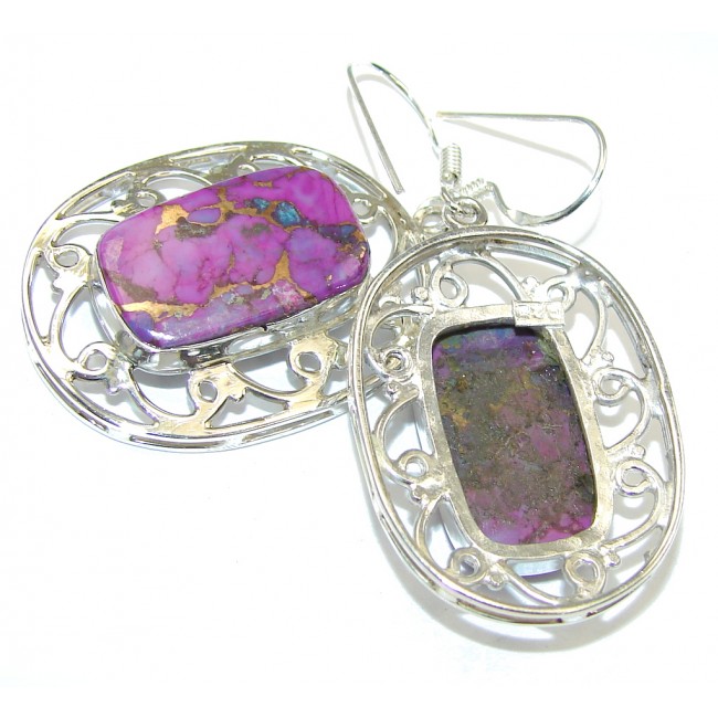Excellent Copper Purple Turquoise Sterling Silver earrings