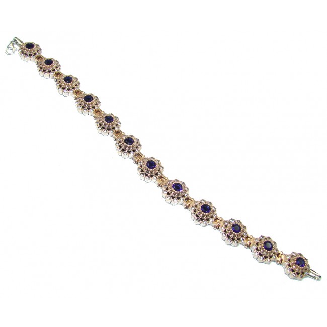 Gorgeous Victorian Style Sapphire, Rose Gold Plated Sterling Silver Bracelet