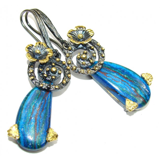 Natural Beauty! Rainbow Calsilica, Gold Plated, Rhodium Plated Sterling Silver earrings