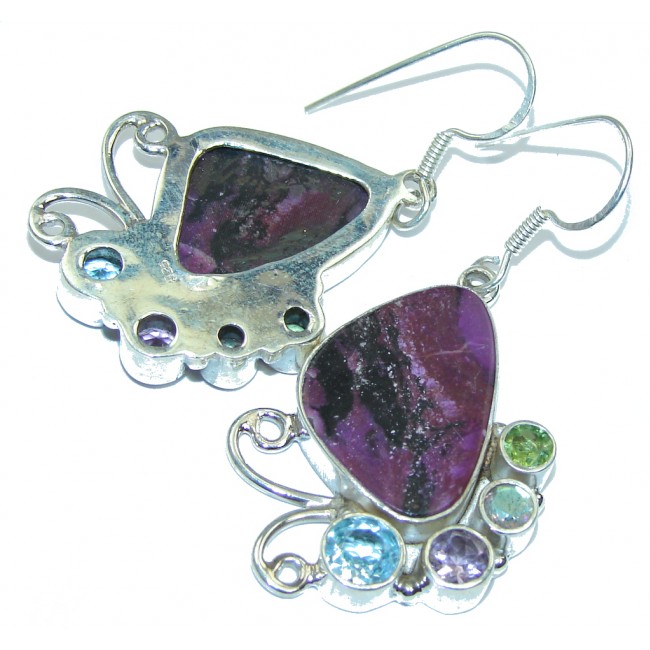 Excellent Design Purple Turquoise Multigem Sterling Silver earrings