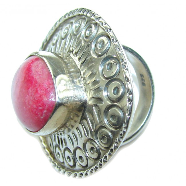 Chunky Natural Beauty AAA Pink Rhodochrosite Sterling Silver ring s. 6 1/4