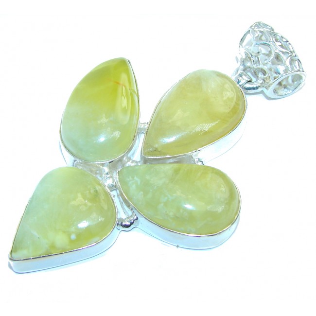 Open your mind Genuine AAA Prehnite Sterling Silver Pendant