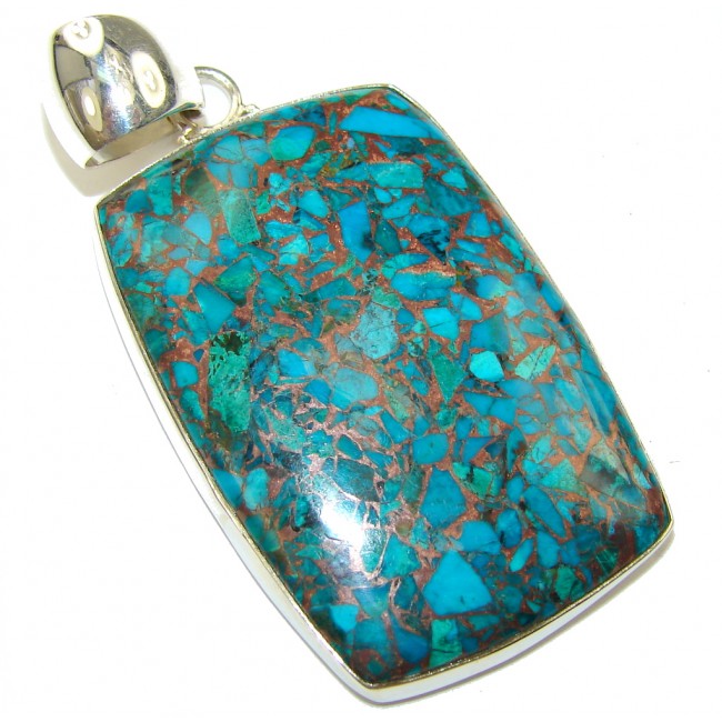 Fabulous!! Crushed Copper Azurite Sterling Silver Pendant