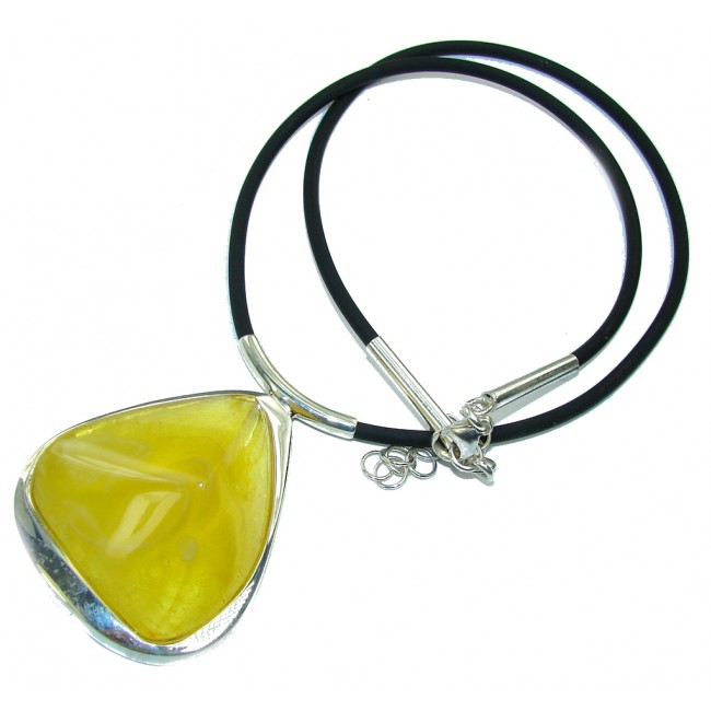 Natural AAA Yellow Baltic Polish Amber Sterling Silver necklace