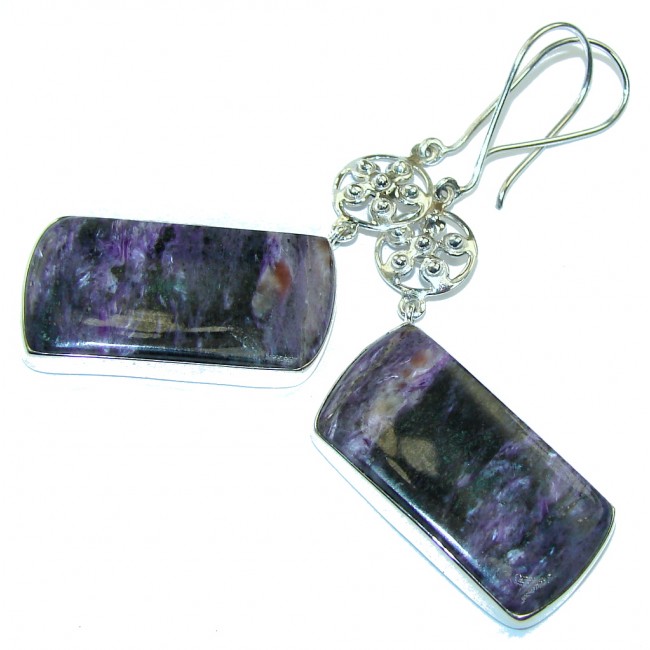 Fabulous Purple Charoite Sterling Silver earrings / Long