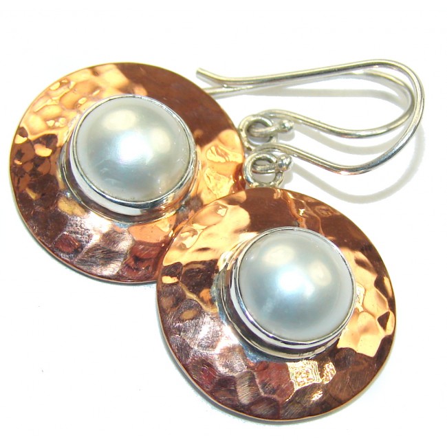 Amazing Fresh Water Pearl & Copper Sterling Silver earrings