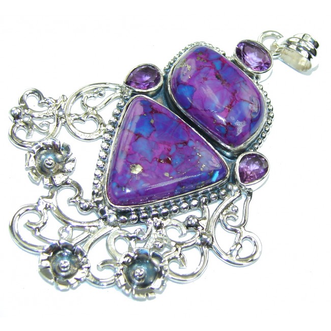 Big! Lavender Beauty Turquoise Sterling Silver Pendant