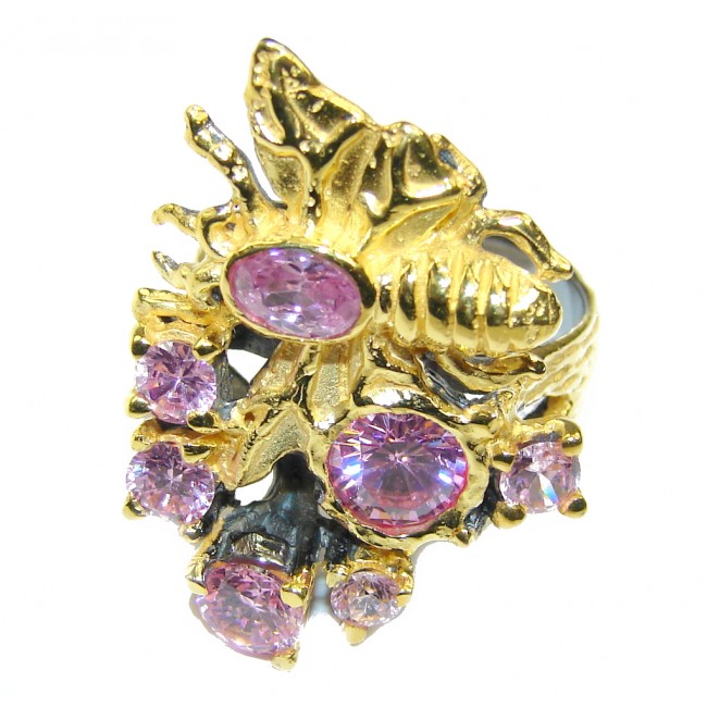 Busy Bee Pink Topaz Sterling Silver ring s. 8