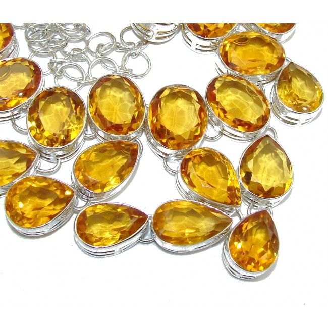 Super Chunky! Golden Majesty created Golden Sapphire Sterling Silver necklace