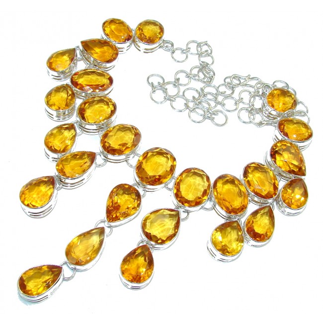 Super Chunky! Golden Majesty created Golden Sapphire Sterling Silver necklace